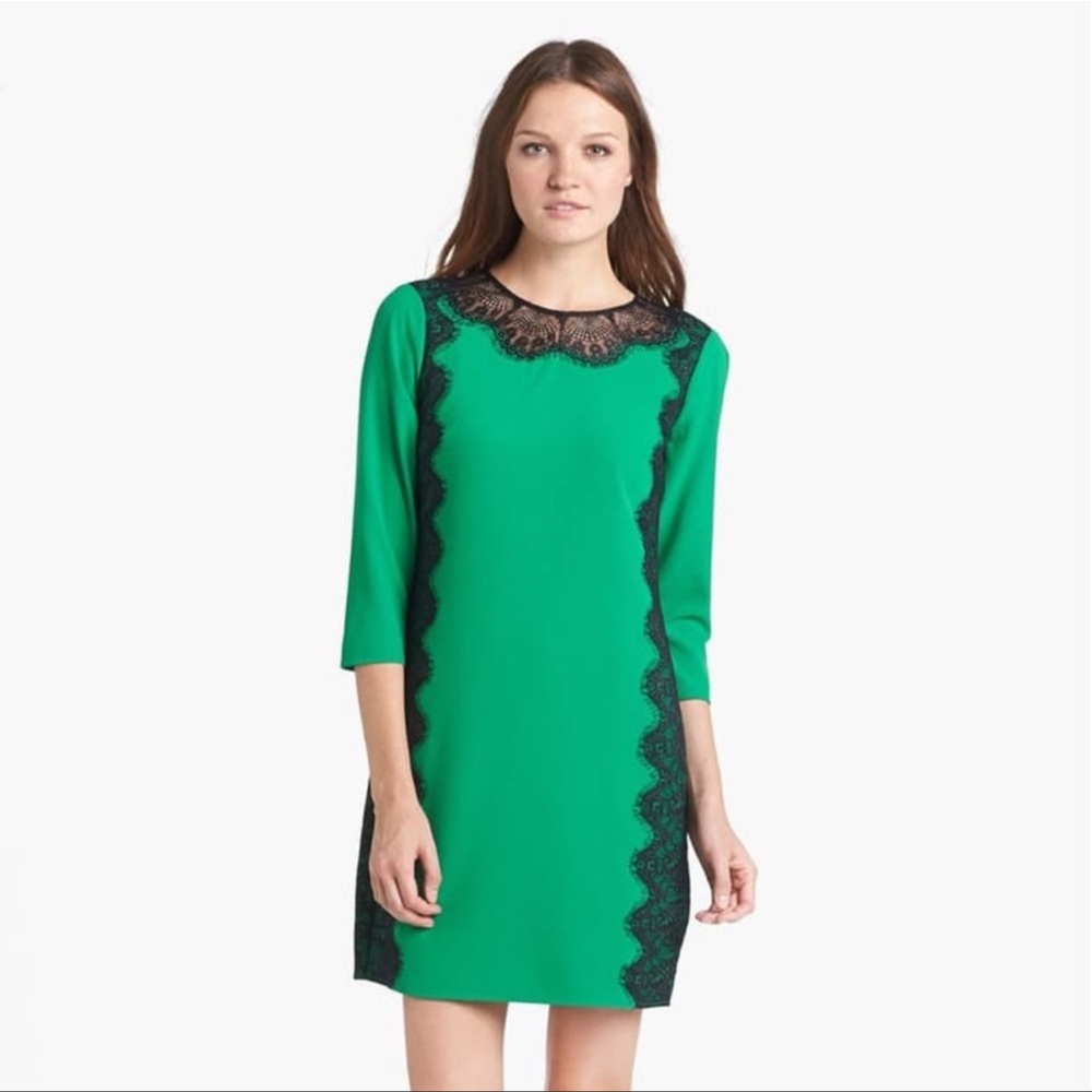 Ted Baker London Kiakia Green Lace Shift Dress Size 2